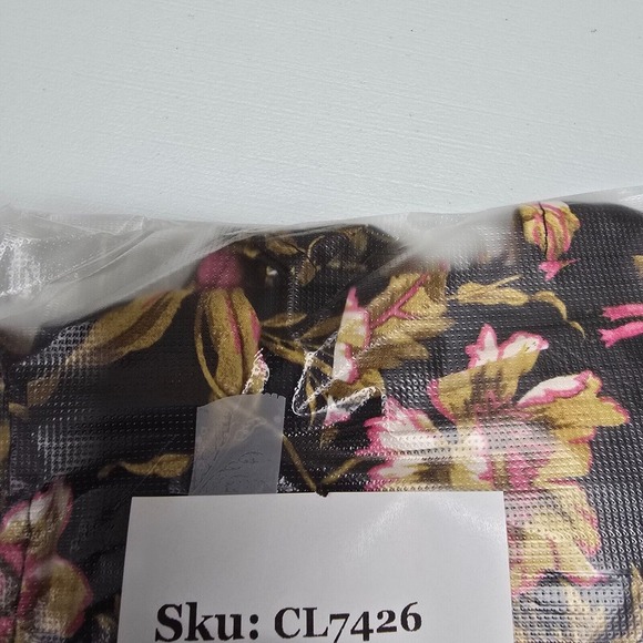 Anthropologie Top Womens XS Black Floral Button Up Deep V-Neck Feminine Romantic - Picture 12 of 12